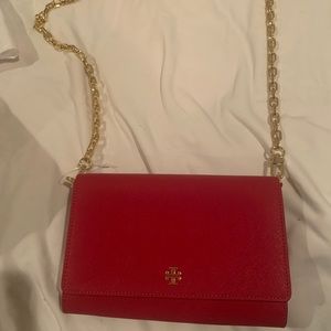 Tory Burch red crossbody purse with chain